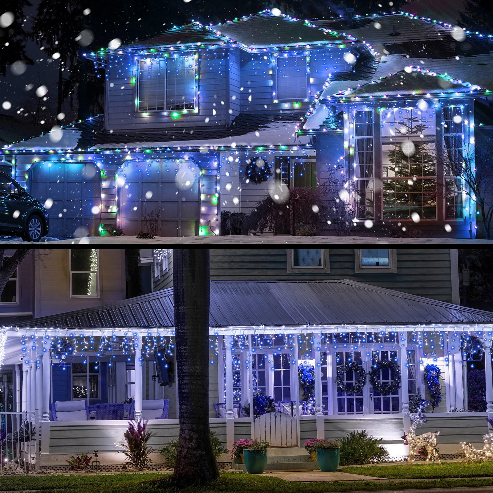 678LED Christmas Lights Outdoor, 66FT 8 Modes Icicle Lights for Outside 145 Drops Waterproof Icicle String Lights Plug in Connectable Hanging Lights for Outdoor Roof Indoor House Decor,Blue