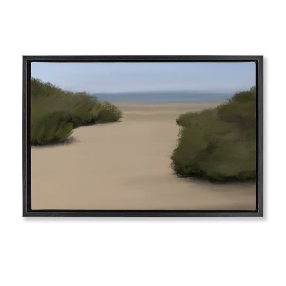 Stupell Industries Long Beach Path Black Framed Floater Canvas Wall Art design by Matthew Piotrowicz, 17 x 25