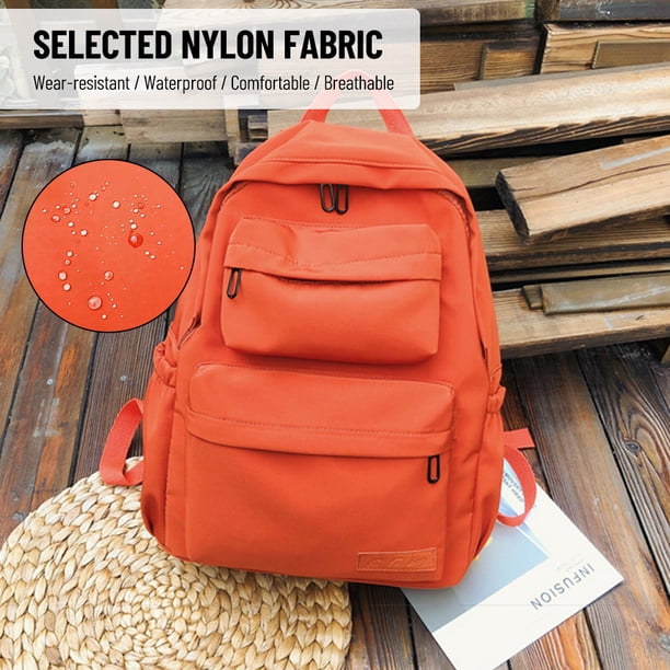 Mistaha Stylish Orange Nylon Backpack for Women with  display picture 2