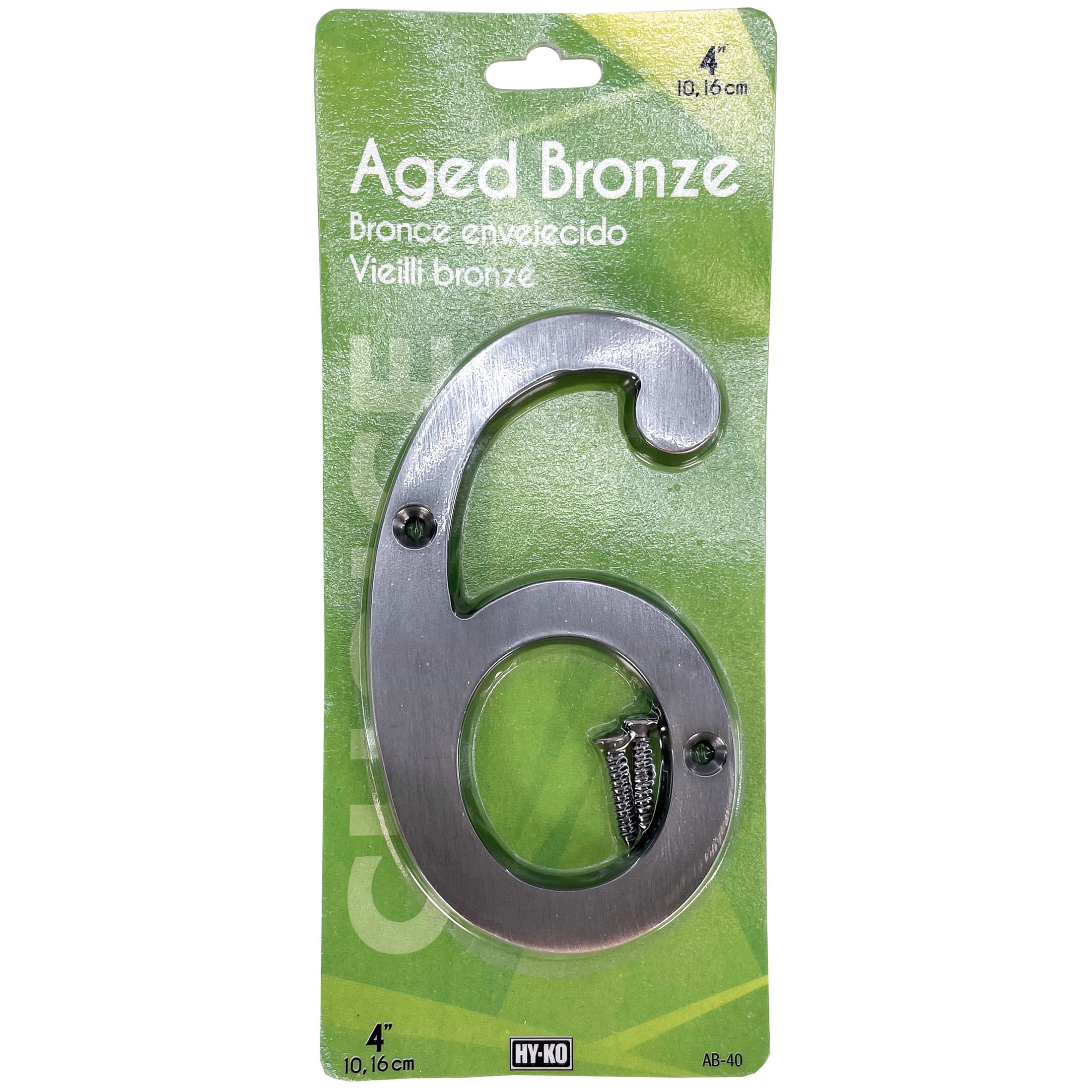 HY-KO 4" Aged Bronze Metal House Number 6