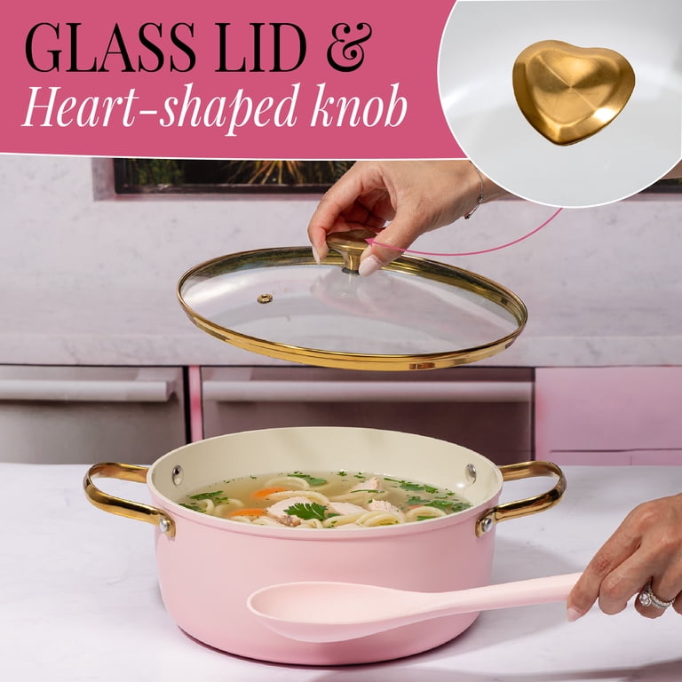 Paris Hilton 10-Piece Ceramic Nonstick Cookware Set, Pink photo 7