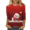 thumbnail image 2 of Craaazy Sweatshirts for Women Christmas Printed Round Neck 3/4 Sleeve T-shirt Womens Shirts Gifts for Women, 2 of 5