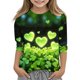 thumbnail image 2 of Blusas y camisas de manga larga con cuello redondo, informales, con estampado del Día de San Patricio, de manga tres cuartos y cuello redondo, para niños de talla mediana y grande., 2 of 6