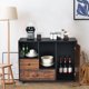 thumbnail image 4 of Costway Armario giratorio en estilo industrial, armario portátil en estilo retro con puerta, 2 compartimientos abiertos y 2 cajones, despensa para cocina, archivo para casa y oficina, 4 of 6