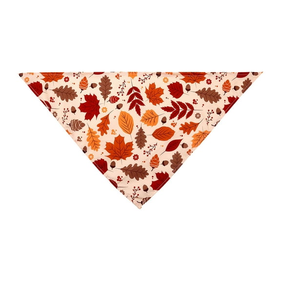 Autumn Leaves Dog Bandana, Soft Cotton Triangle Scarf for Pets, Fall Thanksgiving Seasonal Pet Accessory for Dogs and Cats