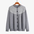 thumbnail image 6 of Holzkary Cardigan Sweaters for Women Fun Autumn/Winter Retro Flower Long Sleeve Button Knitted Cardigan Sweater Long Sleeve Open Front Button Down Trendy 2025 Fall Fashion Knit Winter Coats Grey L, 6 of 9