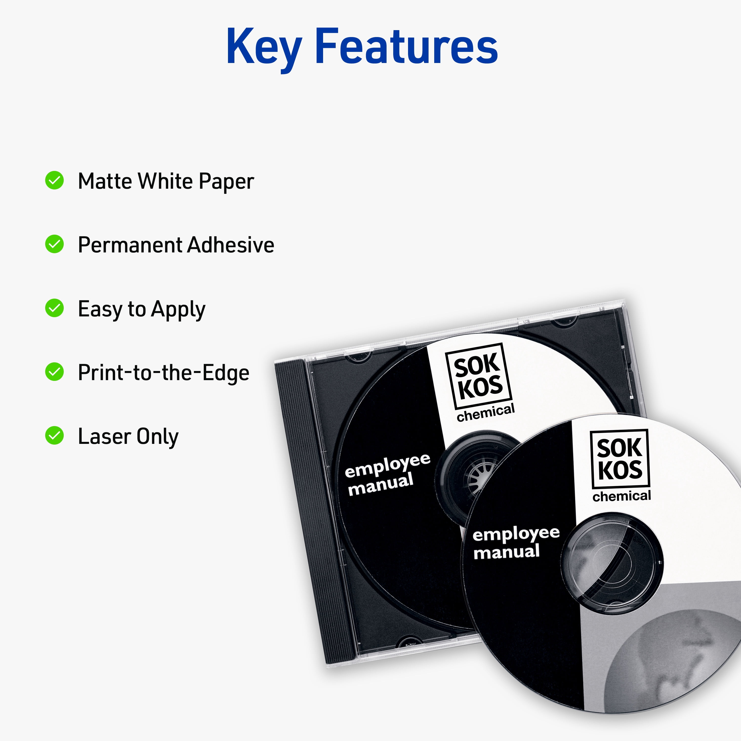 Avery CD Labels, Permanent, 250 CD Labels & 500 Spine Labels (5697)