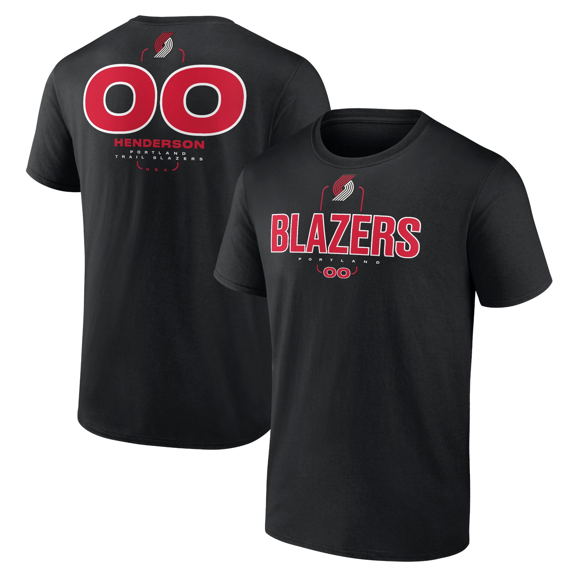 Men's Scoot Henderson Black Portland Trail Blazers Behind The Back Name & Number T-Shirt
