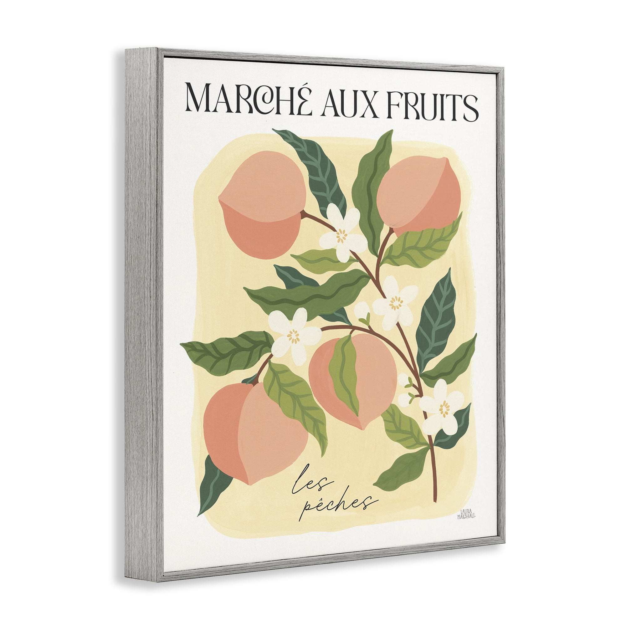 Stupell Industries Marche Aux Peaches Food & Beverage Painting Gray Framed Art Print Wall Art, 11 x 14