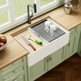 thumbnail image 4 of DV-1K0161W 33"L x 20"W Kitchen Sink, Farmhouse Workstation Sink with Cutting Board and Dish Drying Rack, 4 of 16