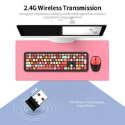 Mofii 666 Wireless Keyboard Mouse Combo,2.4G Colored keyboard ,110 Key Cute Keyboard Mouse Set with Round Punk Keycaps for Girl Light Brown