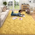 thumbnail image 1 of Alfombra Finrèc de color amarillo suave para dormitorio y sala de estar, 120 x 180 cm, 1 of 7