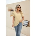 thumbnail image 6 of Anbech Women V Neck Lace Shirt Short Petal Sleeve Tshirt Casual Loose Summer Tee Tops, 6 of 7