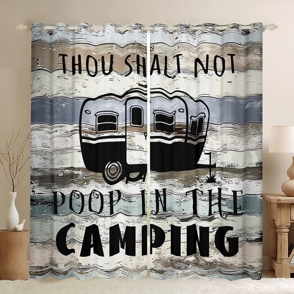 Manfei Camping Car Curtains Pack of 2 (42x84 Each) for Kids Children Teens,Adventure Theme Curtains Blackout,Rustic Cabin Bedroom Curtains,Breathable Home Decor