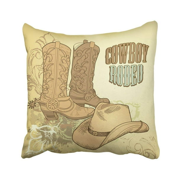 WOPOP Brown Boot Cowboy Western Country Rodeo Hat Vintage Ranch Retro