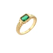 PAURO Unisex's Stainless Steel Simple Classic Elegant Novel Exquisite Personalized Romantic Ring Green Size 6