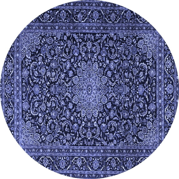 Ahgly Company Machine Washable Indoor Round Persian Blue Traditional Area Rugs, 3' Round