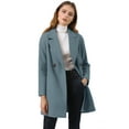 thumbnail image 4 of INSPIRE CHIC Women's Double Breasted Lapel Raglan Long Sleeve Mid Length Overcoat, 4 of 7