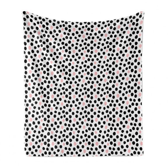 Polka Dots Soft Flannel Fleece Throw Blanket, Circular Eggs Like Spots or Blemishes on a Plain Background, Cozy Plush for Indoor and Outdoor Use, 50" x 70", Charcoal Grey Blush, by Ambesonne