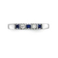 thumbnail image 4 of Solid 14k White Gold Diamond Sapphire Blue September Gemstone Wedding Band Ring Size 9 (.08 cttw.), 4 of 8