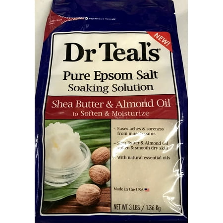 (2 pack) Dr Teal's Pure Epsom Salt Soaking Solution, Shea Butter & Almond Oil to Soften & Moisturize, 3