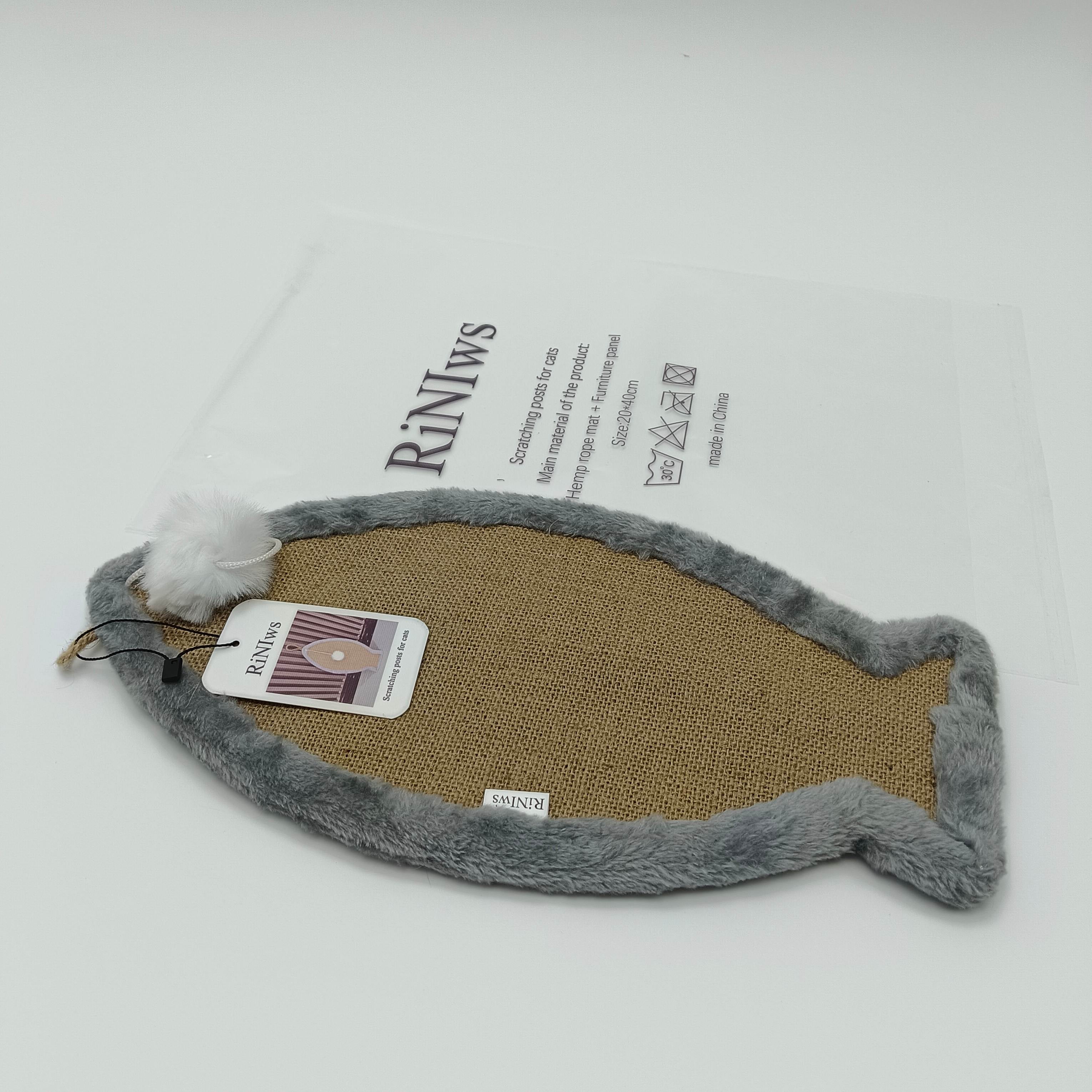 RiNIws Scratching posts for cats Hemp Rope Cat Scratching Post Mat, Gray Plush Border, 20x40cm