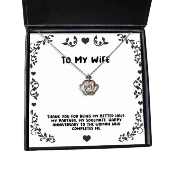 Inspire Wife Gifts, Thank You for Being My Better Half, My Partner, My, Unique Birthday Crown Pendant Necklace from Wife, Funny Crown Pendant Necklace Gift Ideas, Funny Crown Pendant Necklaces for,