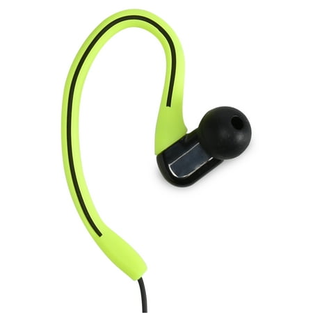 Onn Water-Resistant Sport Earbud Headphones, Neon