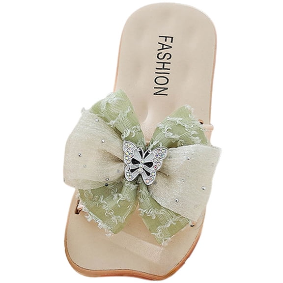 Quealent Girls Slide Sandals Sparkly Kids Summer Slippers Slip On for Outdoor Beach Pool Shower Shoes(Toddler/Little Kid) Light Green for Size 1