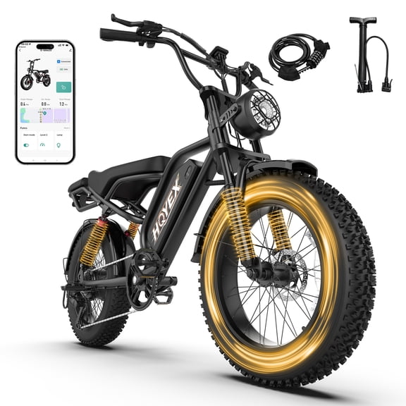 HQYEX HQ20 Adult Electric Bike, 750W Brushless Motor, 20" Fat Tire Ebike, 48V 20Ah Removable Battery, 20MPH Top Speed with Dual Suspension & Dual Disc Brakes for All-Terrain Use
