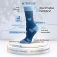 thumbnail image 3 of 7BIGSTARS KINGDOM Women Bamboo Fancy Socks - 4 Pack Medium - Heart, Stripes - Casual Crew Seamless - Denim Blue, Navy - Sock Size: 9-11; Shoe Size: 5-9 M, 3 of 9