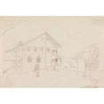 thumbnail image 2 of Henry Swinburne 14x11 Black Ornate Wood Framed Double Matted Museum Art Print Titled: View of an Inn, 2 of 5