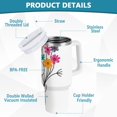 thumbnail image 2 of Yayeee 40oz Double-Wall Insulated Stainless Steel Tumbler with Handle Bottle, Colorful Flower, 2 of 8