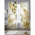 thumbnail image 2 of Brown Green Leaves Sheer Curtains 96 Inch Length 2 Panels Set Window Treatments, Summer Botanical Farmhouse Watercolor Leaf Rod Pocket Semi Curtains for Living Room/Bedroom/Kitchen, 104"W x 96"L, 2 of 7