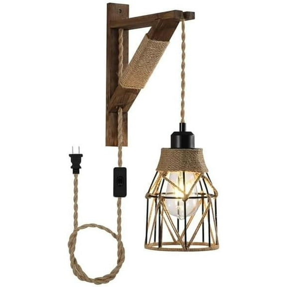 KEESFU Farmhouse Eco Friendly Plug-in Wall Sconces Cage