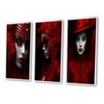 thumbnail image 3 of Designart "Vintage Mystery Scarlet Beauty" Fashion Woman Framed Wall Art Set Of 3 - Red Glam Frame Gallery Wall Set For Home Decor, 3 of 6
