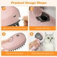 thumbnail image 5 of 3 in 1 Multifunctional Cat Steam Brush - Cat Pet Dog Massage Brush, Self cleaning Brush, Pet Grooming Brush Tool (Pink - Whale), 5 of 7