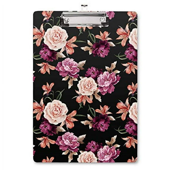 WAVEYU Clipboard Mignon, Clipboard Décoratif pour Bureau École Planche Rigide avec Clip Profil Bas Fleur Chic Clipboard Conçu pour Étudiants Infirmière Travailleur de Bureau, Motif Floral (12.5"x8.5")