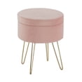 thumbnail image 2 of Duhome Elegant Lifestyle Velvet Round Storage Ottoman with Removable Lid Pink 1 Pieces, 2 of 9