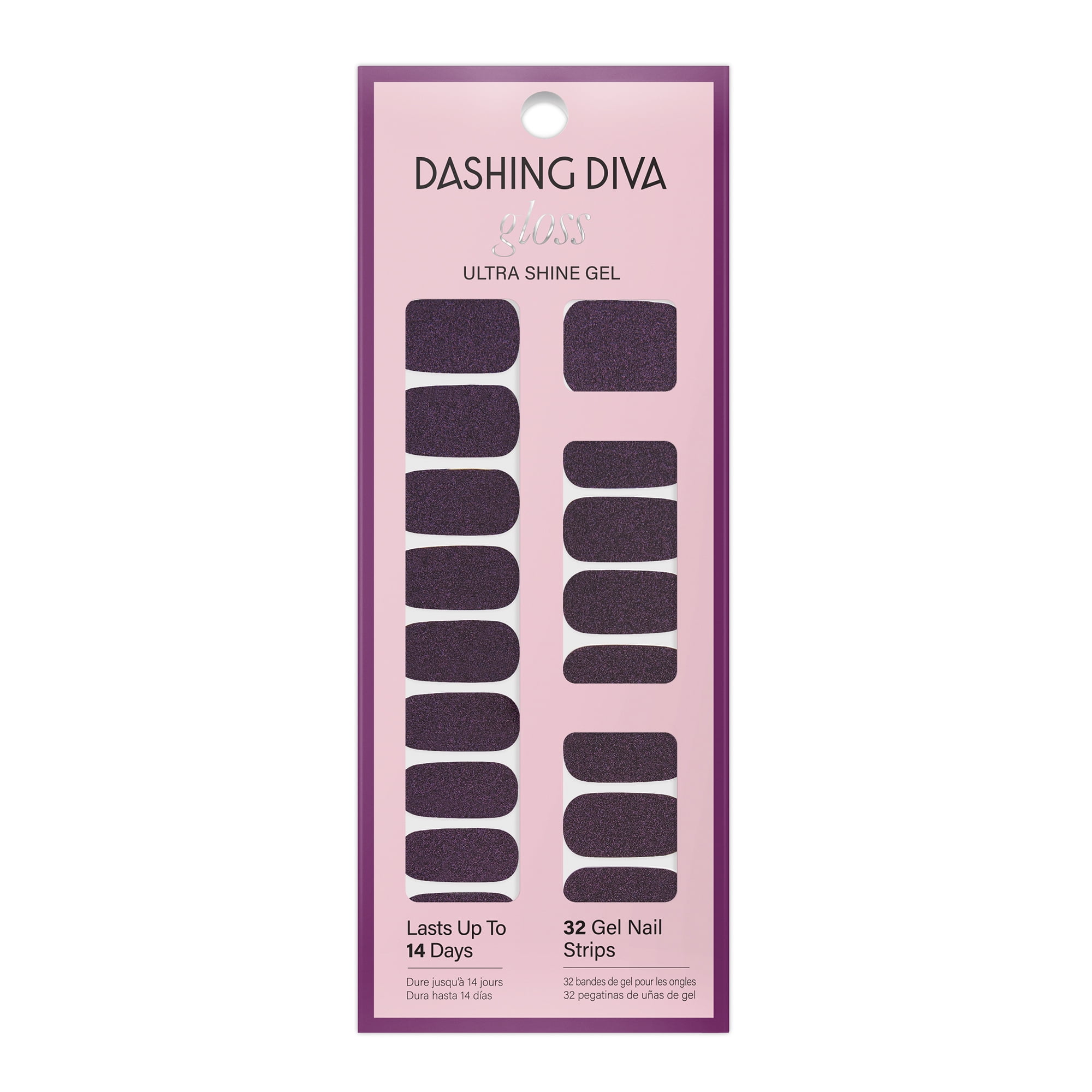 Dashing Diva Gloss Ultra Shine Gel Nail Strips, Fig Pop, 32 Count