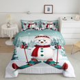 thumbnail image 2 of Snowman 7 Piece Comforter Set Full Bed in a Bag Christmas Tree Bedding Sets,Skiing Snowboard Ski Sheet Set with Comforter,Cartoon Christmas Decorations, 2 of 5