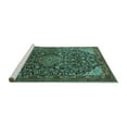 thumbnail image 2 of Ahgly Company Machine Washable Indoor Square Medallion Turquoise Blue Traditional Area Rugs, 3' Square, 2 of 4