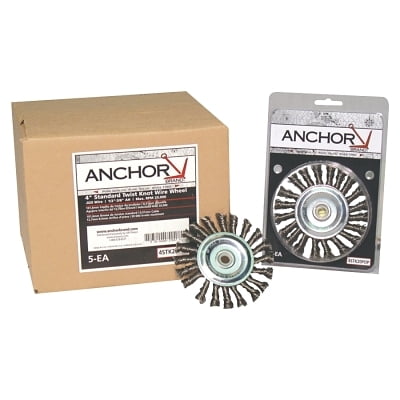 Knot Wheel Brush, 4 In D X 5/8 In W, 0.014 In Carbon Steel Wire | Bundle of 5 Each