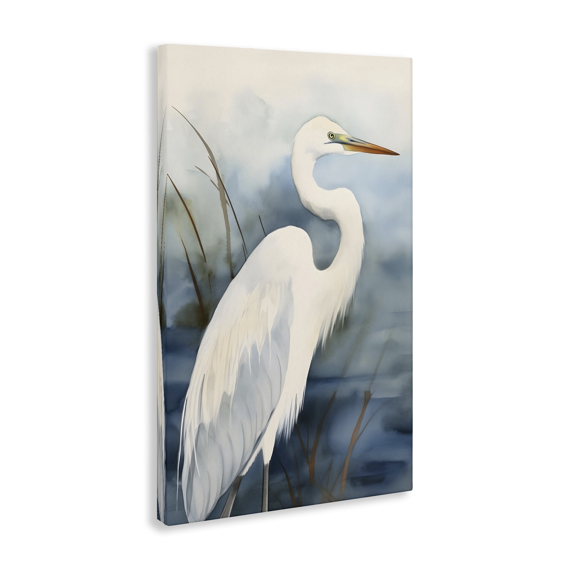Stupell Industries Soft Egret Impression Animals & Insects Painting Gallery Wrapped Canvas Art Print Wall Art, 24 x 36