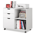 thumbnail image 1 of [Christmas Sale] 3-Drawer Wood File Cabinet, Mobile Lateral Filing Cabinet, Printer Stand with Open Storage Shelves for Home Office, White, 1 of 6