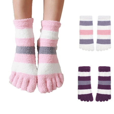 

Xmarks Toe Socks 2 Pairs for Women - Fuzzy Socks Fluffy Socks Five Finger Socks Cozy Socks Winter Slipper Socks for Women