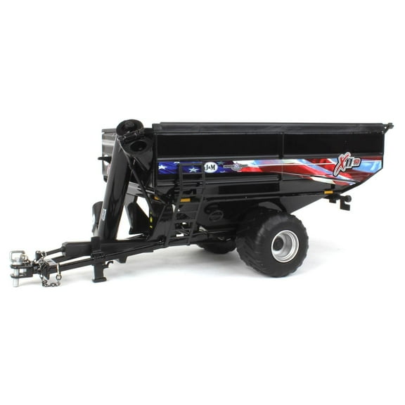 J&M 1112 X-Tended Reach Patriotic Grain Cart with Wheels Black 1/64 Diecast Model by SpecCast