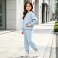thumbnail image 5 of Hvogkswy Boys Girls Sweatsuit Solid Kids Sweat Suits Long Sleeve Crewneck Pullover Sweatshirt & Jogging Pant Fall Fashion Tracksuits, 5 of 9