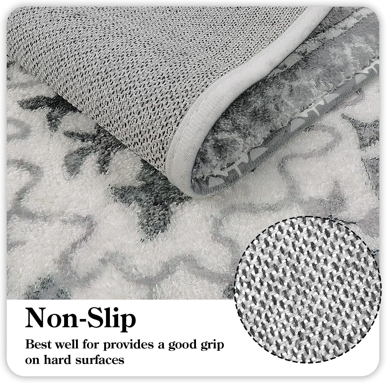 Vintage Bathroom Runner Rug Gray Non-Slip Soft Long Bathroom Rugs Machine Washable Oriental Bath Mat Traditional Farmhouse Floral Floor Mats for Sink Shower Bathtub, 18x47 inch