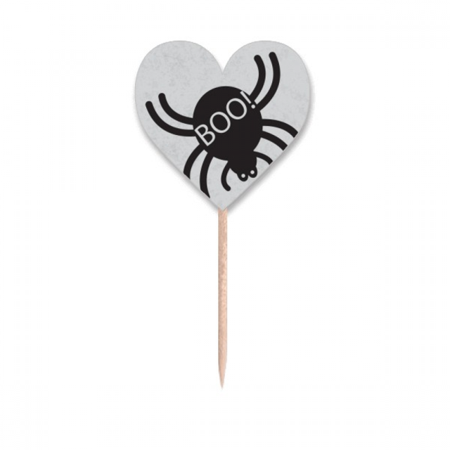 Halloween araña negra Etiqueta del corazón de la bandera del palillo de dientes